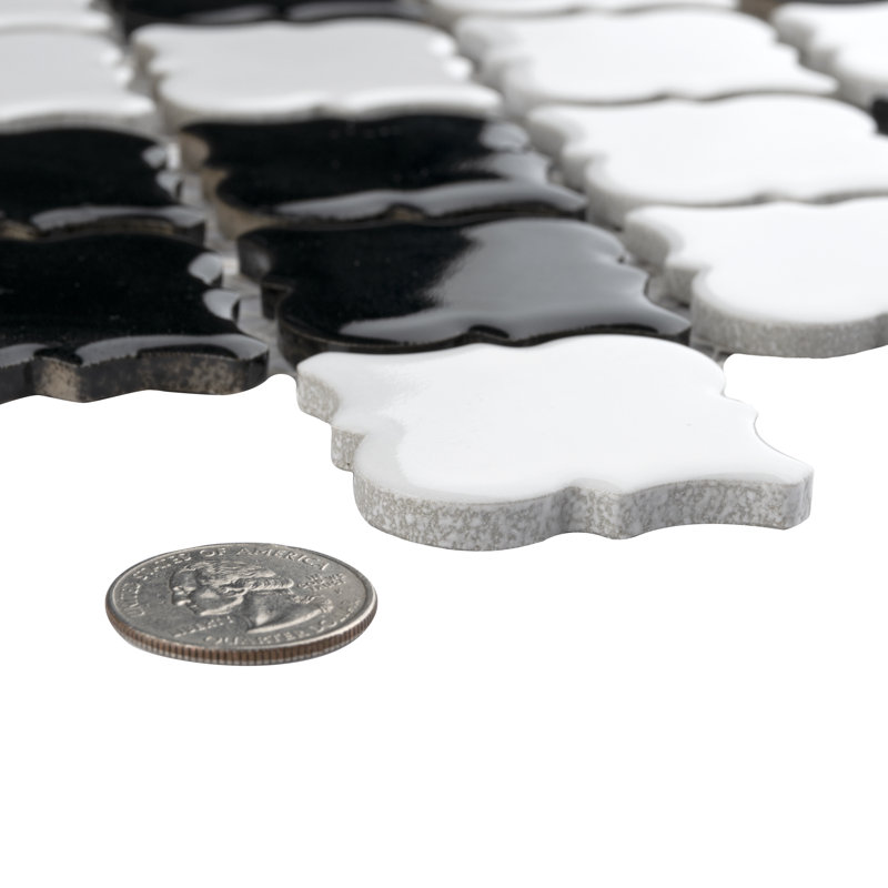 Hudson Tangier Black and White Mimos 12-3/8" x 12-3/8" Porcelain Mosaic Tile