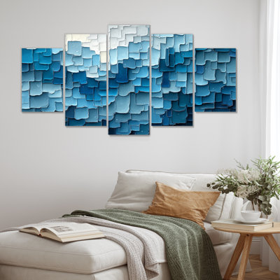 «Drip Paint of Blue Cubic Matrix V», art mural peinture sur toile