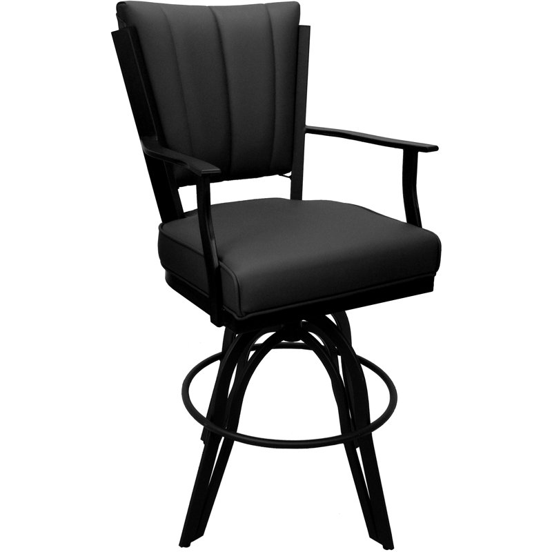 Tabouret de comptoir pivotant en cuir en métal - Siège de 26 po, Black, Noir, noir, noir, noir