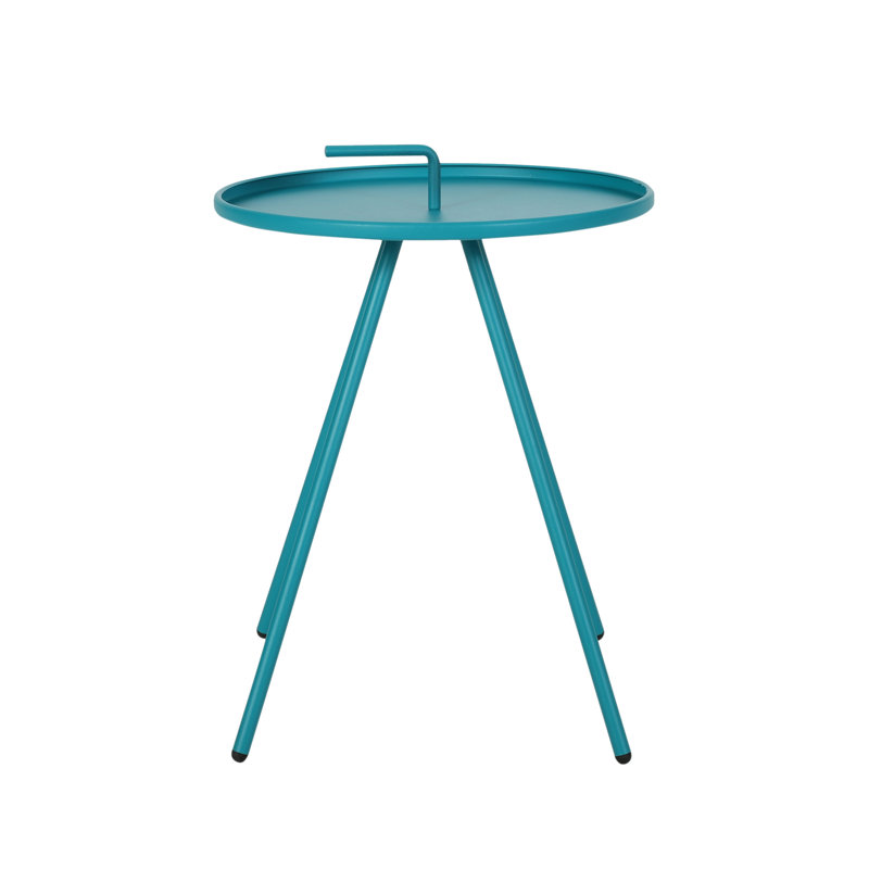 Table d'appoint moderne en sarcelle, 19,62 po x 19,62 po x 21,98 po, fer, avec table en fer portable et mobile, poignée