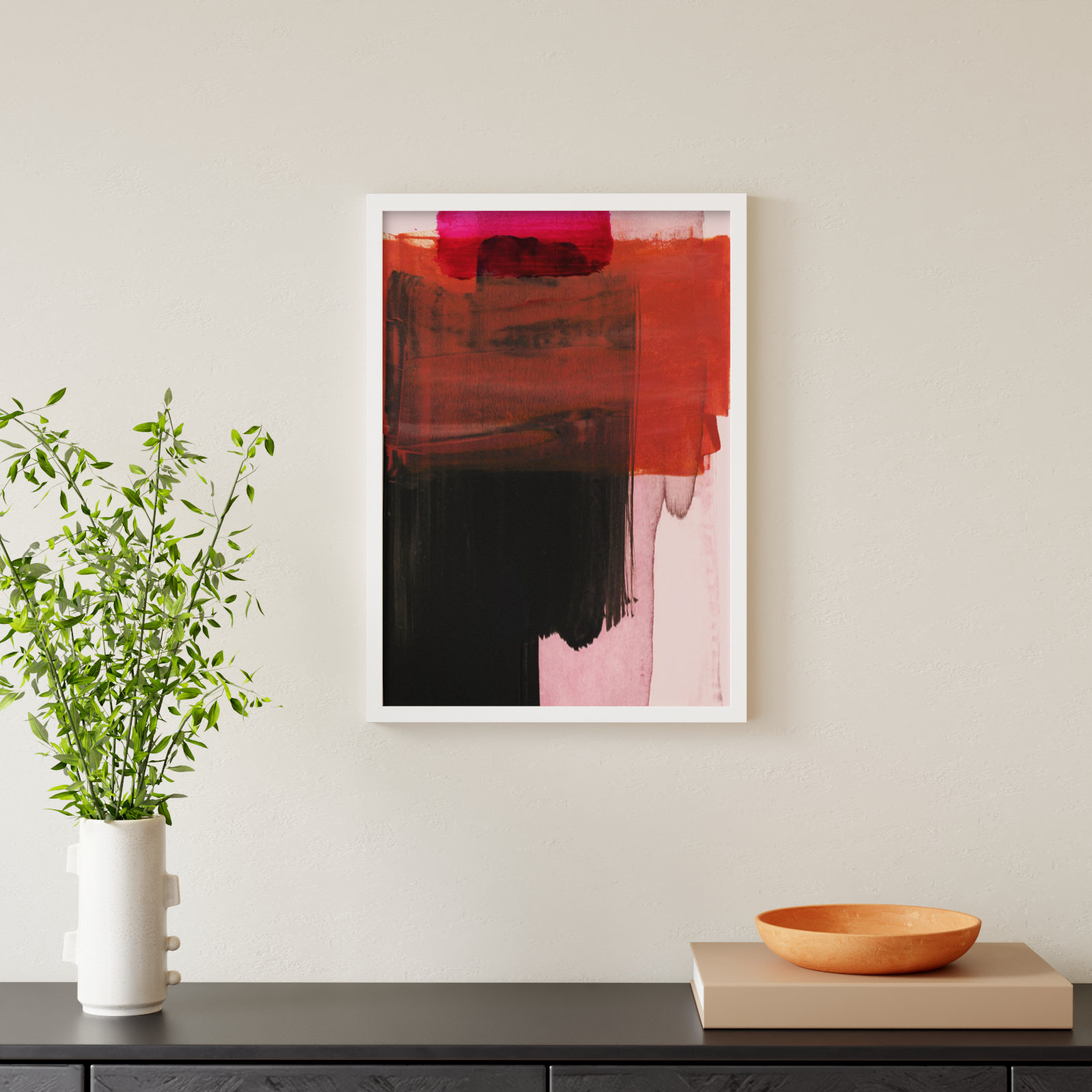 Rydell "Abstract Painting XXI" Print, White, 25" H x 18" W