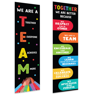 Classic Rainbow Classroom Banner Sign For Teachers, Teamwork, Door, Wall Decor, 2-Pk