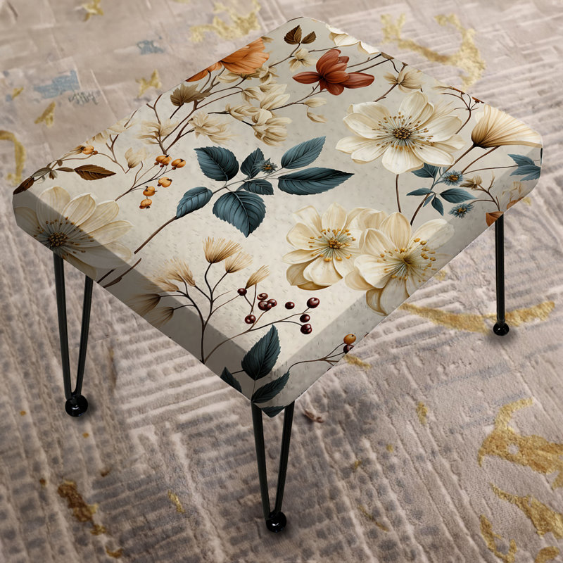 Fleurs d'automne orange et blanches Cottage - repose-pieds rectangulaire floral