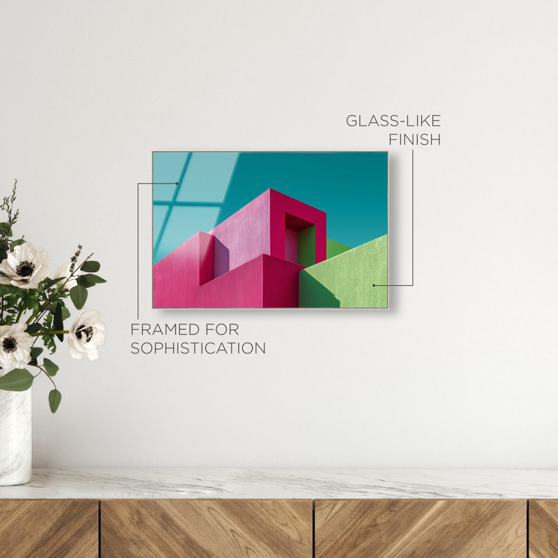 Aquamarine Angle II Print, 17"H x 25"W, Silver Floater Frame