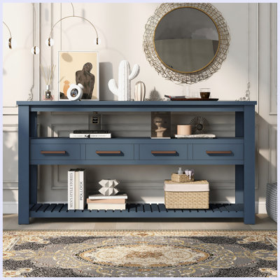 Console moderne avec 4 tiroirs et 2 tablettes