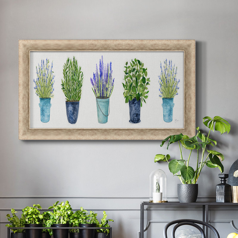 " Herbs In A Row ", 25" H x 45" W x 1.25" D, Brown Picture Frame