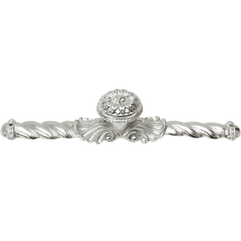 Acanthus large knob with flared foot Rosette style with large backplatein Satin, Chrome