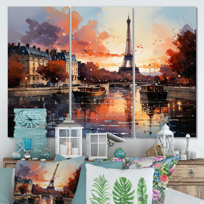 Automne, Paris, coucher de soleil sur la tour Eiffel - Art mural de la ville de Paris