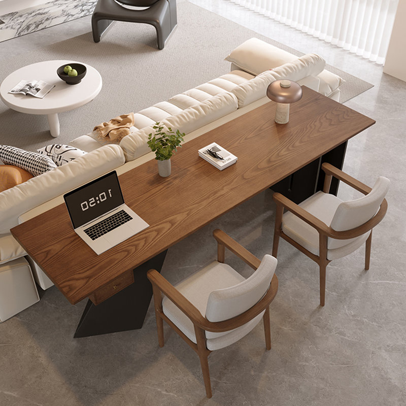 WD871930000824&Size Solid Wood Iron Writing Desk, 29.53" H x 78.74" W x 23.62" D
