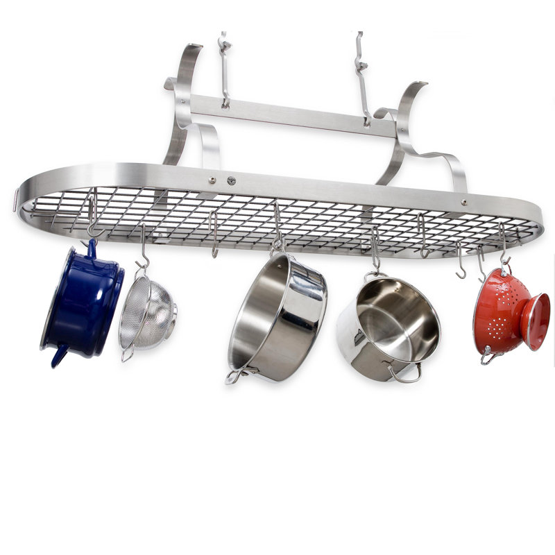 Handcrafted Hanging Pot Rack, Stainless Steel