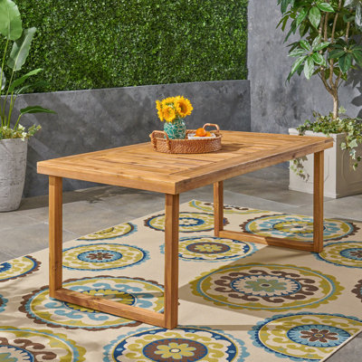 Table de salle à manger d'extérieur en bois d'acacia de 69 po, finition sablée naturelle