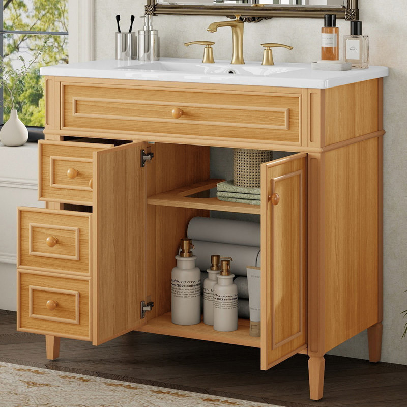 Elegant 36" Bathroom Vanity With Ceramic Top