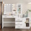 Coiffeuse de maquillage avec lumières, station de charge et miroir-106728297-106728301