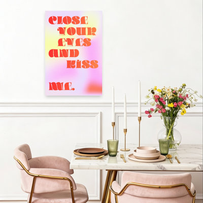 «Close Your Eyes Kiss Me», impression murale rétro