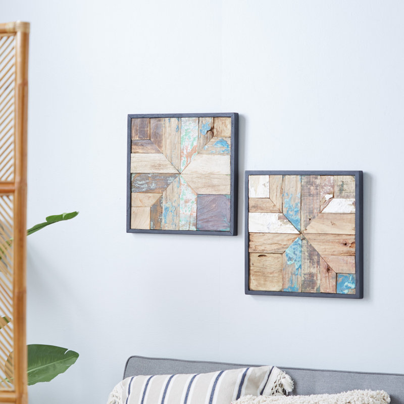 Rustic Abstract Wall Decor on Solid Wood