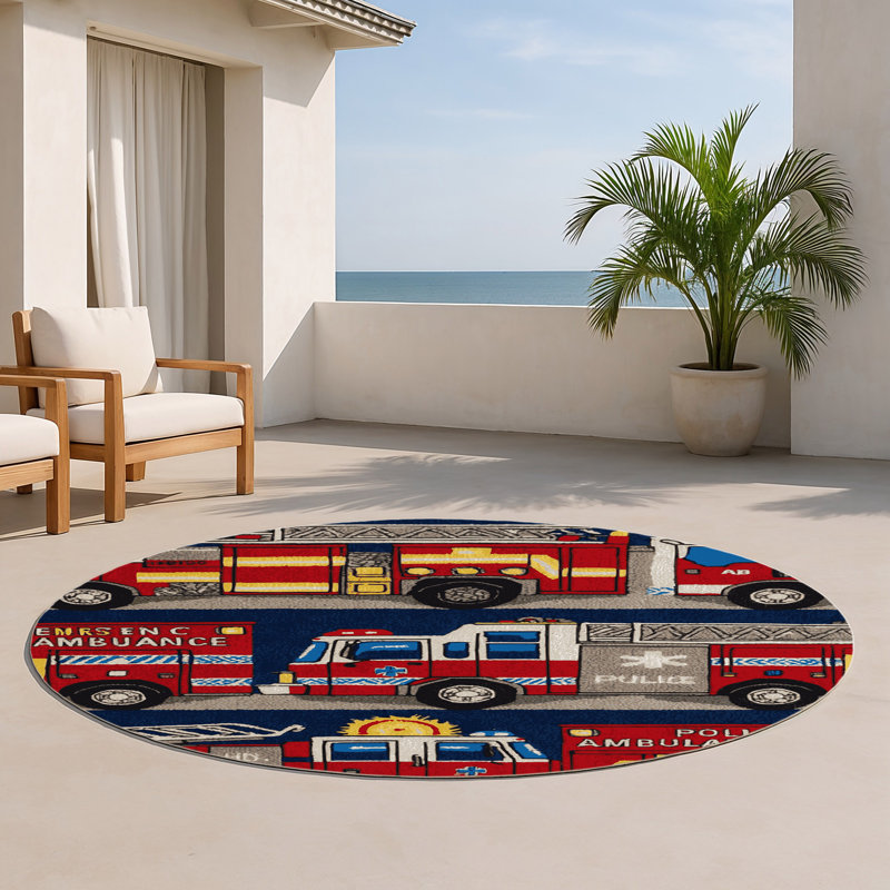 Tapis intérieur et extérieur brun Transport, Rond 5 pi