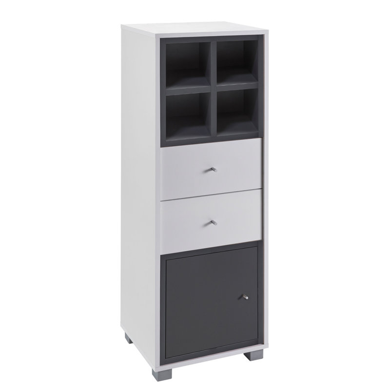 Korpio Freistehend Bathroom Cabinet, White / Basalt Grey