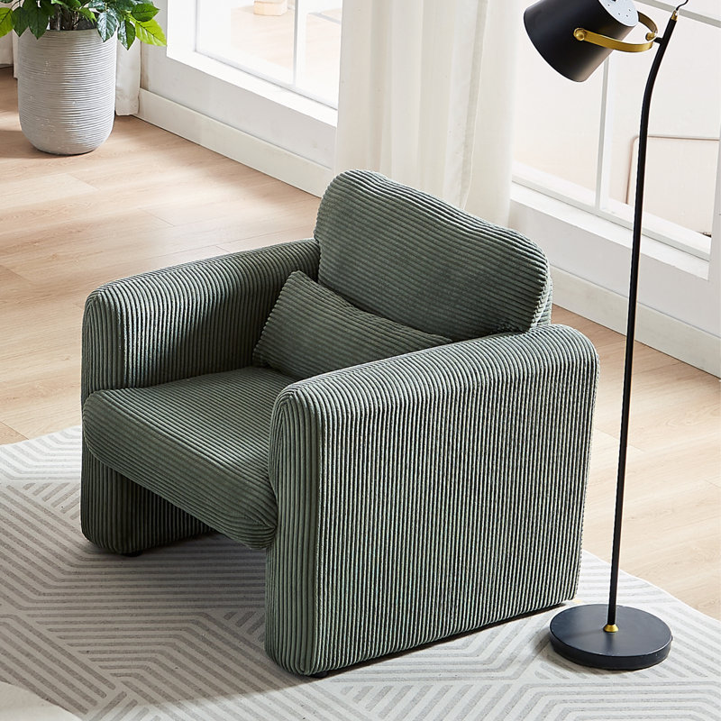 Canapé moderne en velours côtelé 33 po Modern, fauteuil simple avec coussin de soutien, pour appartement, bureau, salon