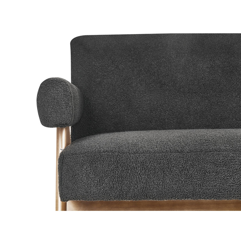 Living Room Set Drumheller Boucle, Black, Dark Brown Wood