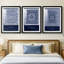 Indigo Tile I - Impression encadrée sur mesure de qualité supérieure mate - 3 pièces-588130253-588130252
