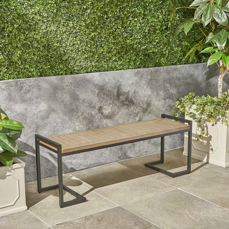 HOPKINS INDUSTRIAL WOOD AND METAL BENCH, Gray