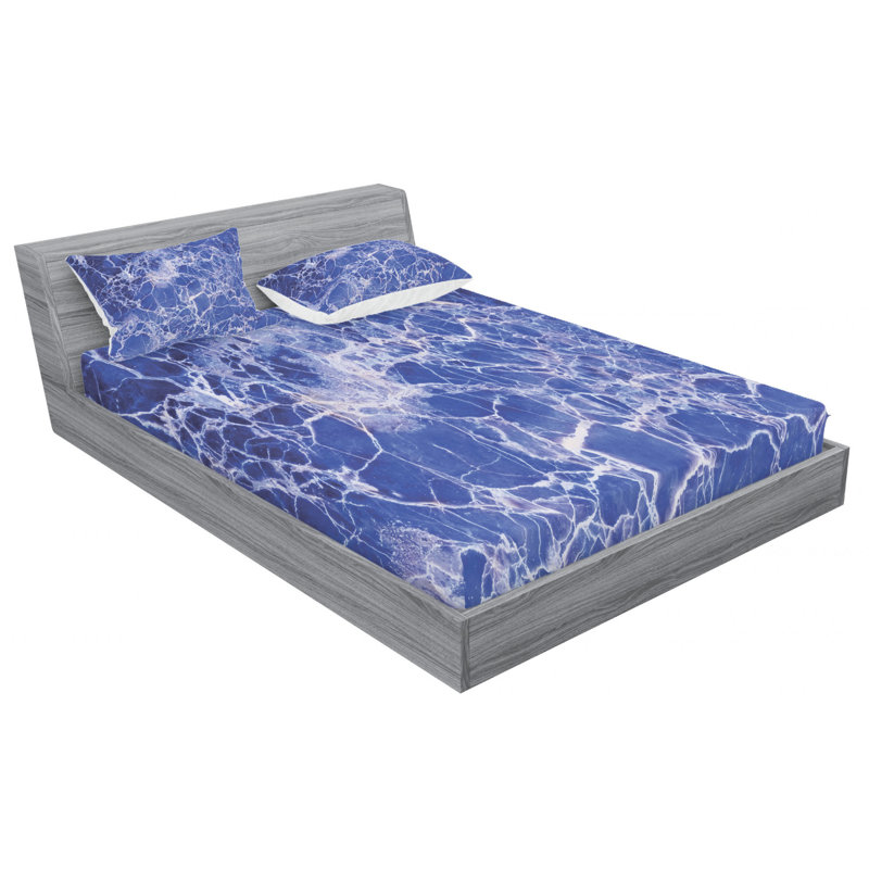 Microfiber Abstract Sheet Set, Queen Sheet Set with Fitted Sheet
