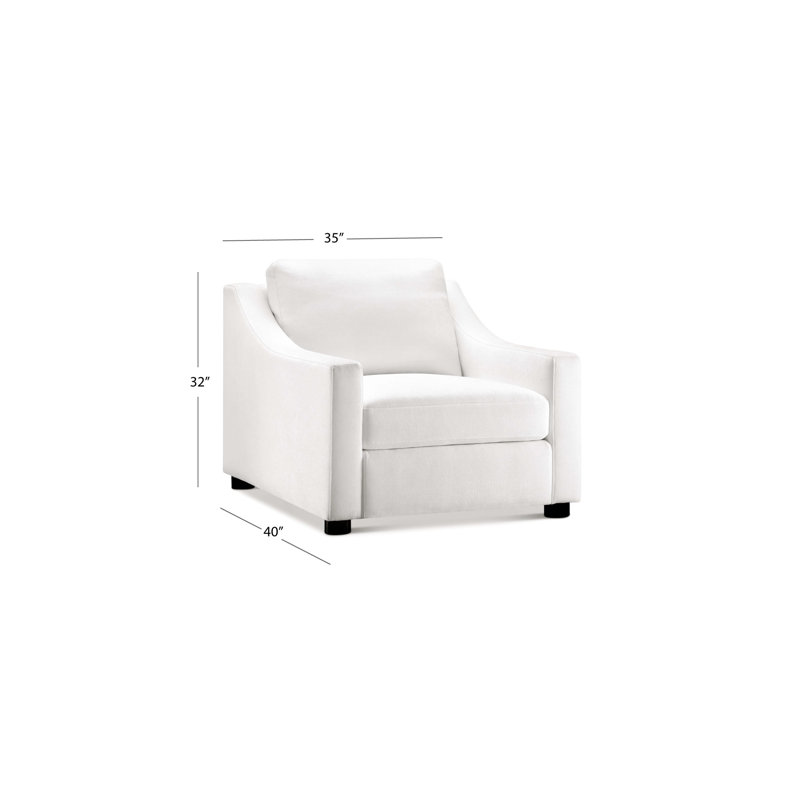 Fauteuil l 35 "Eilee, Chenille blanche