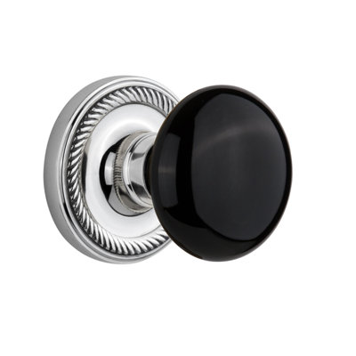 Rope Rosette with Black Porcelain Door Knob