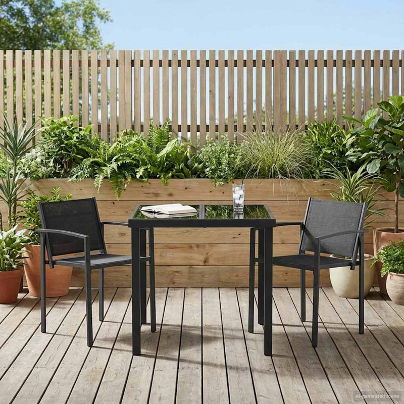  Outdoor Furniture Set Black And Anthracite Textilene Garden Patio Steel