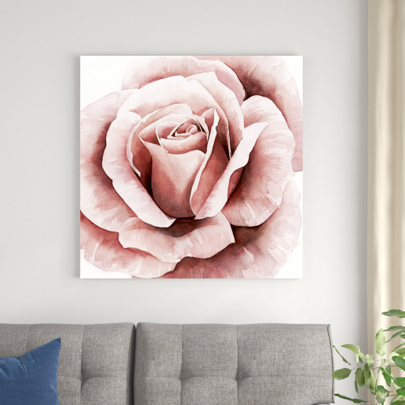 «Pink Rose II», peinture sur toile, H 36 po x l 36 po x P 1,25 po, Toile tendue