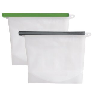 4-Pack Reusable Silicone Food Storage Bag with Sealer Stick - Bed