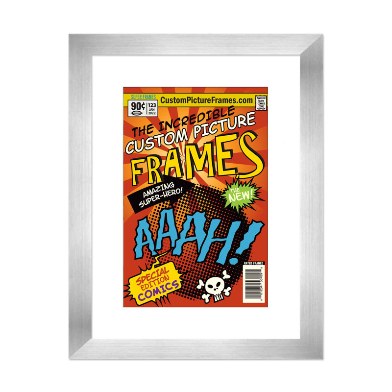 Wood Picture Frame with Mat, Silver/White, 7.125" x 10.5"