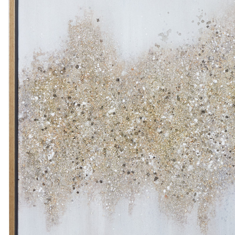 Gold Glitter Abstract Geode Canvas Wall Art with Frame