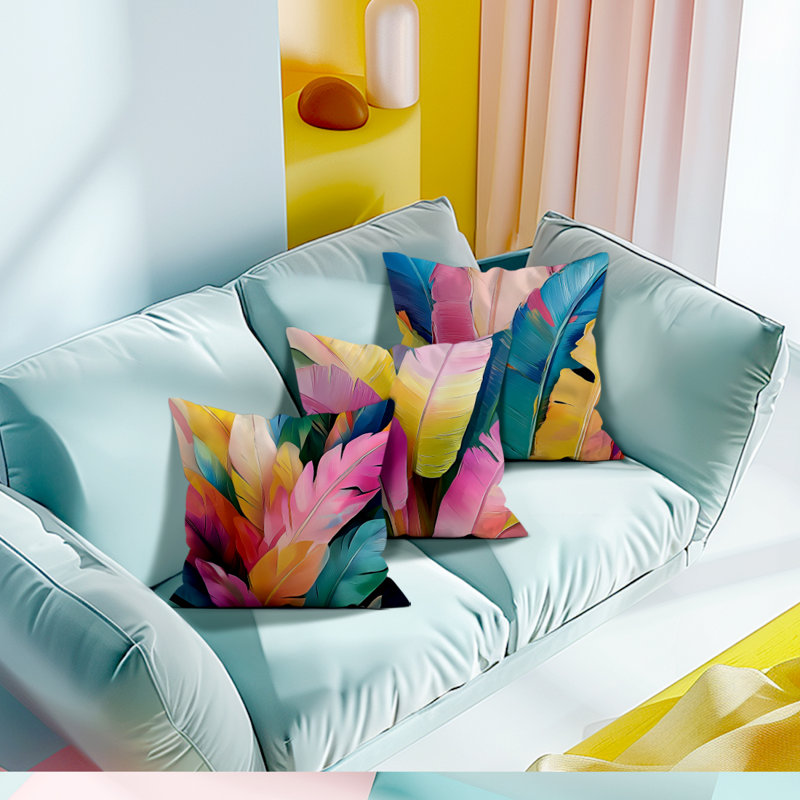 4 housses de coussin décoratif à motif de feuilles 4 pièces