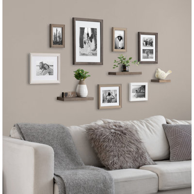 Helf Wood Beveled Picture Frame - Set of 10 with Mat