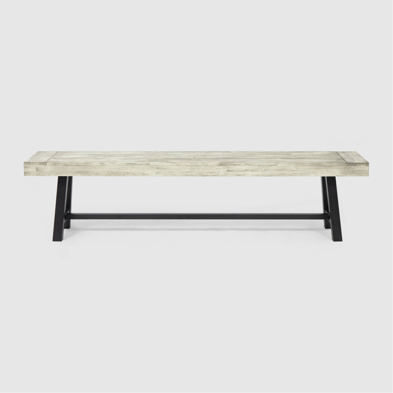 Banc de patio extérieur en bois d'acacia, Gris
