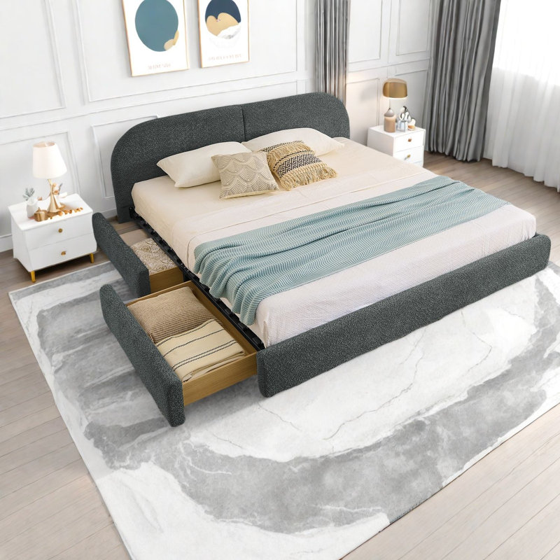 Lit très grand et peu encombrant avec rangement, design moderne en MDF pour la maison