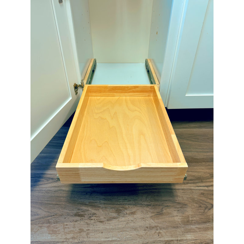 Organisateur de plateau coulissant en bois à fermeture douce pour tablette sans assemblage requis, H 3 po x l 15 po x P 21 po