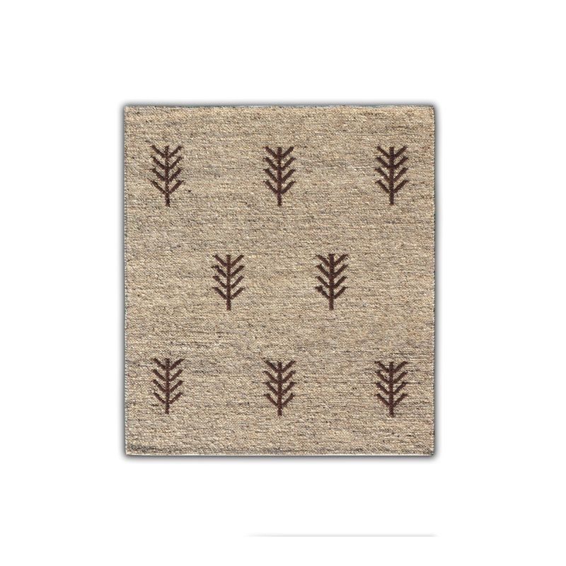 Swirl Moroccan Handmade Brown with Tribal Trees Kilim Wool Area Rug By Tufty Home, Square 6'