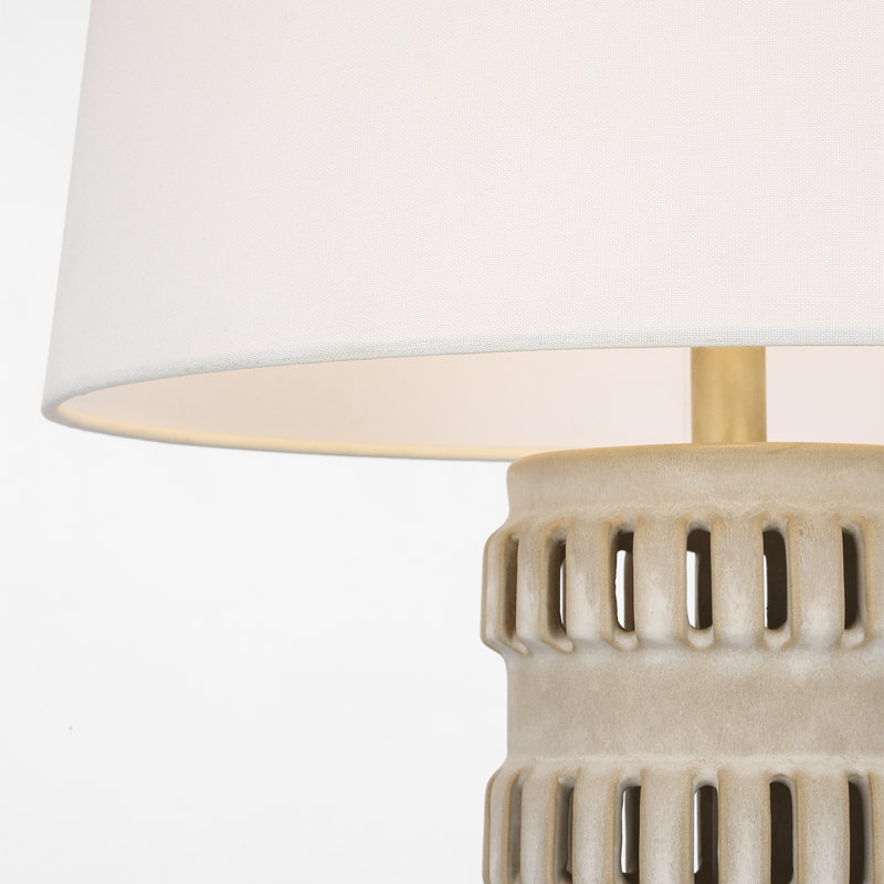 Chapman & Myers Mullin 31" Table Lamp in Dusted Stone with Linen Shade, Natural