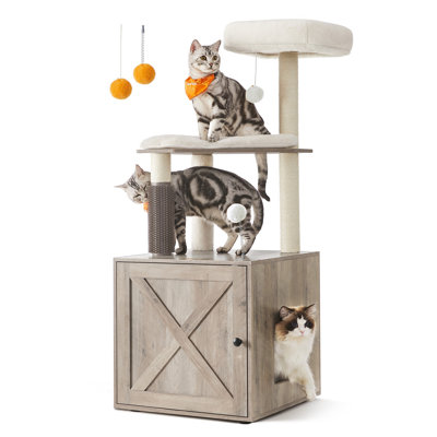 Habitation pour chat 52,8 pouces avec auto-toiletteuse