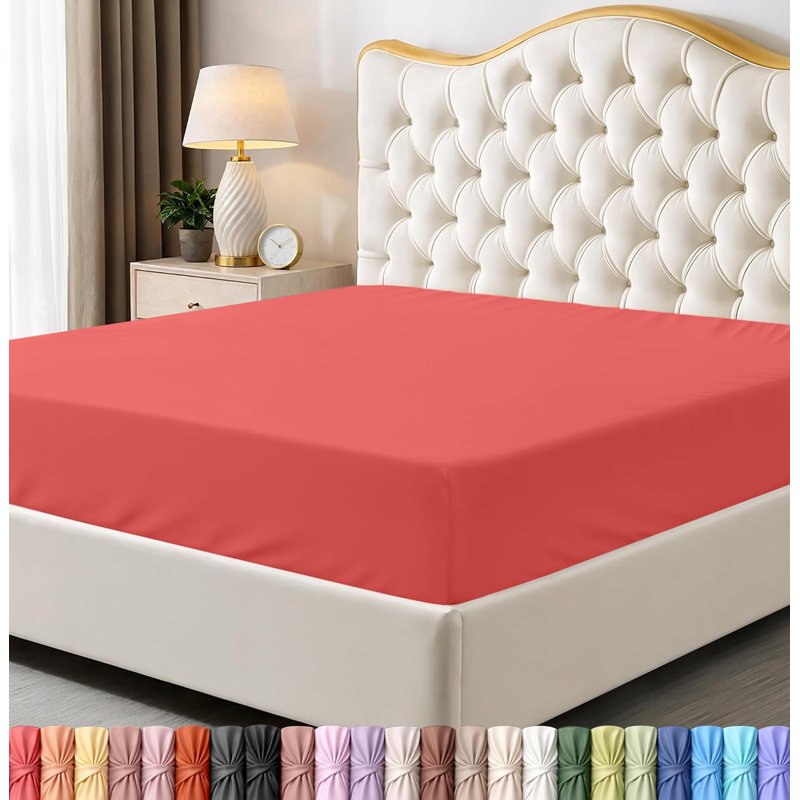 Drap-housse Utopia Bedding - Drap-housse - Poche profonde - Microfibre douce - Résistant au rétrécissement et à la décoloration - Entretien facile - 1 drap-housse seulement (Corail)
