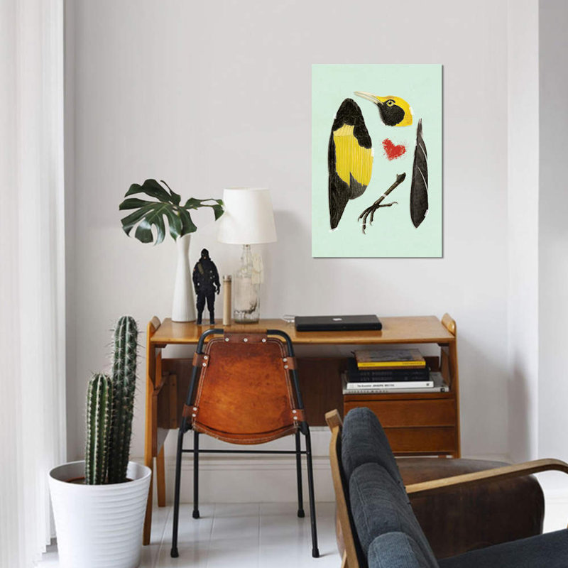 « oiseau », reproduction d’impression sur toile, H 40 po x l 26 po x P 1,5 po, Toile tendue, Pas de tapis