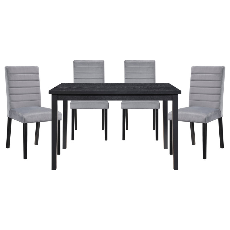 Table de salle à manger moderne moderne à finition en placage noir pour 4 à 4 personnes