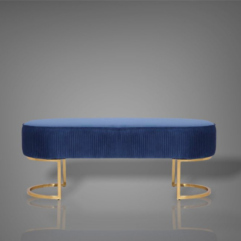 Bama Soft Velvet Bench with Golden Legs, Blue