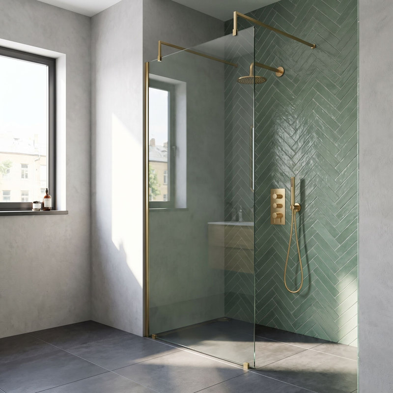 nuie 760mm Brushed Brass Wetroom Screen
