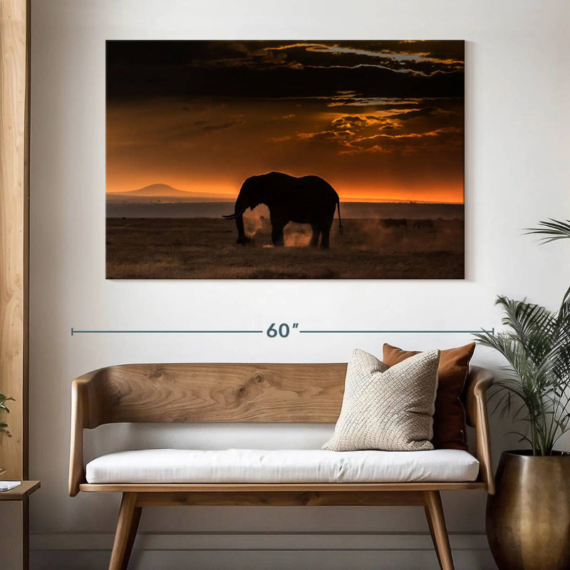 Brampt African Elephant Silhouette, 34" H x 51" W