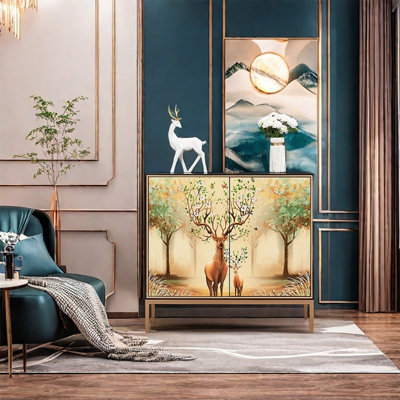 Elegant Painted Cabinet with Durable Metal Legs