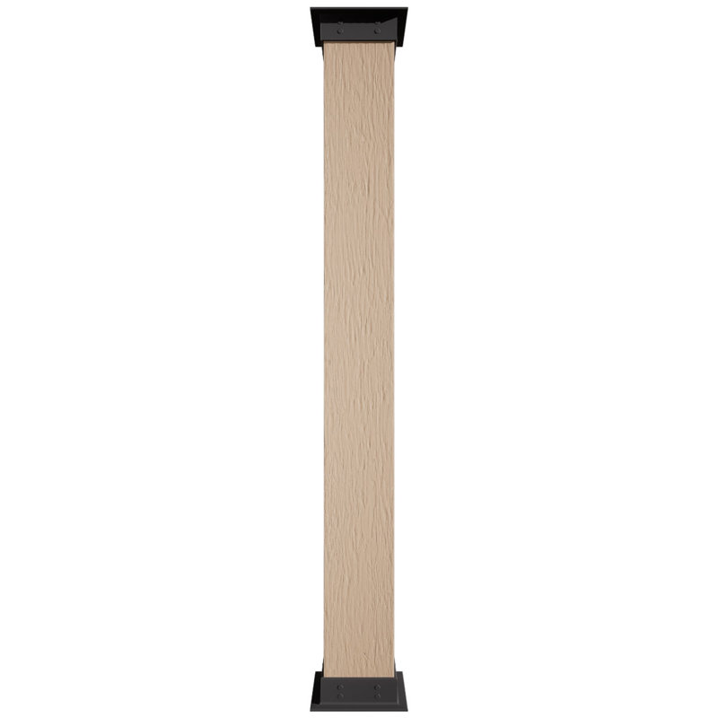 Enveloppe de colonne carrée Timberthane, H 120 po x l 18 po x P 18 po, Base et base en faux fer, Scié brut