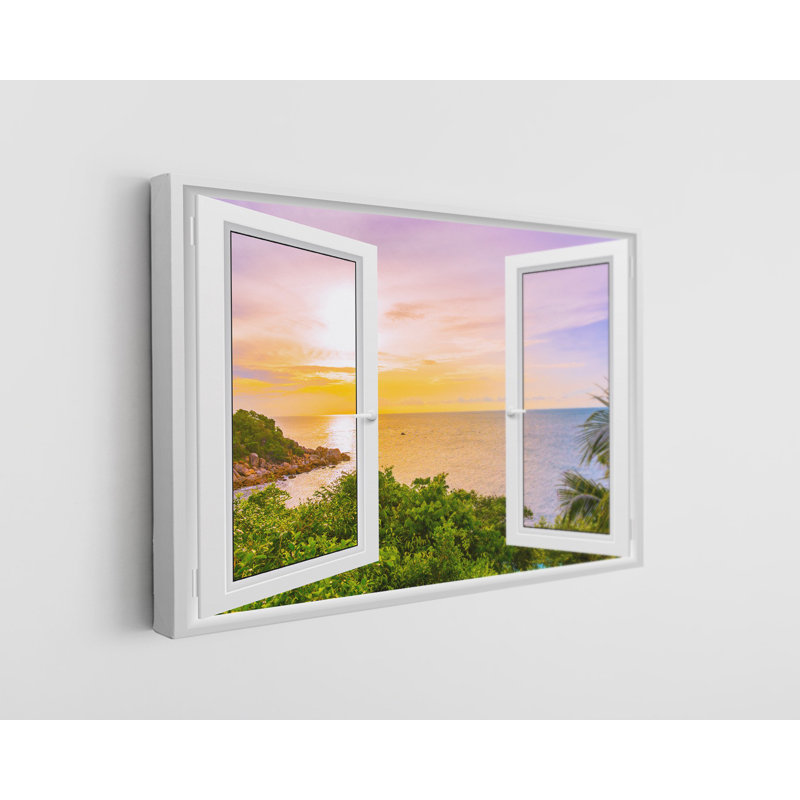 «Open Window View of the Sea at Sunset», reproduction sur toile, H 20 po x l 30 po